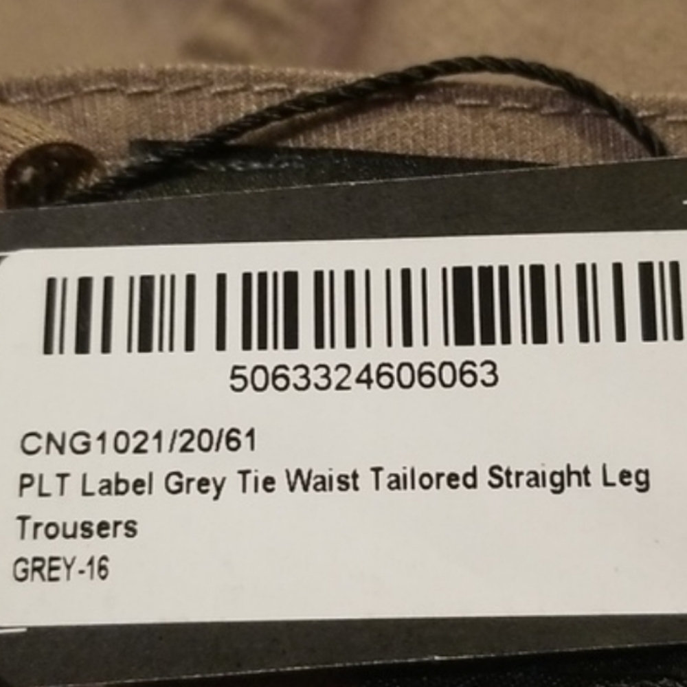 NEW Prettylittlething PTL Label Plus Grey Tie Waist Tailored Straight Leg Pants - Picture 10 of 16
